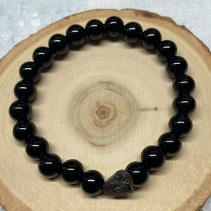 Black Obsidian and Turquoise Stretch Bracelet